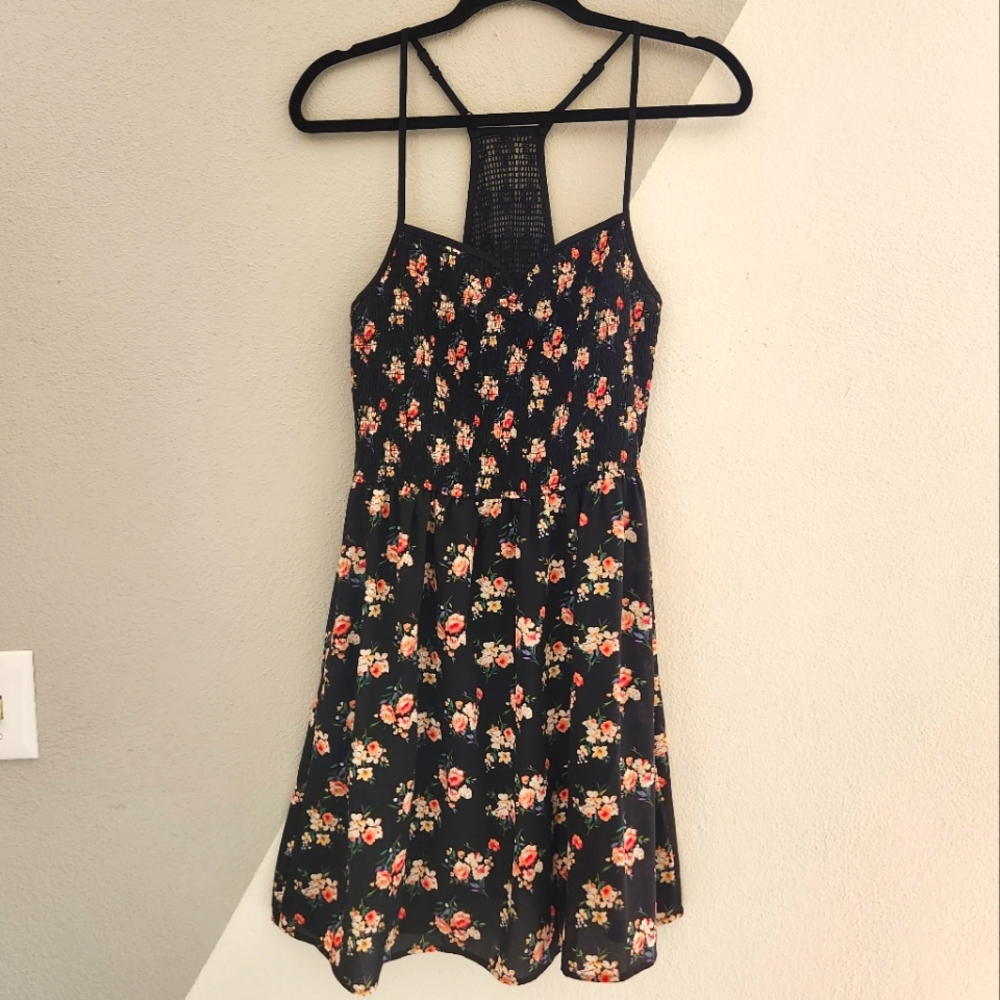 Xhilaration smocked crochet racer back sun dress M